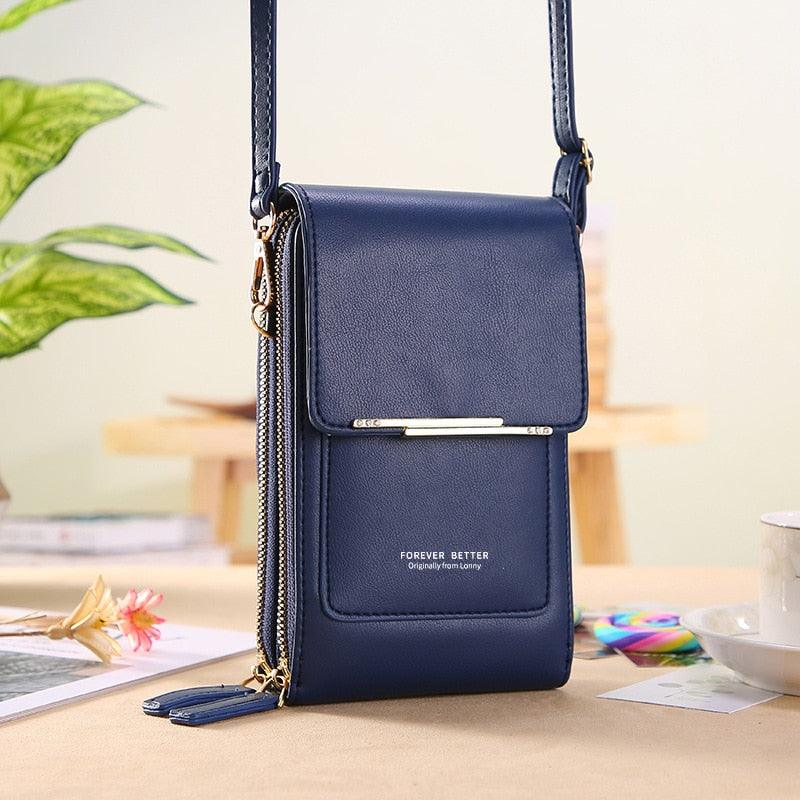 Bolsa feminina compacta com compartimento transparente para celular em várias cores - Pitah Shop