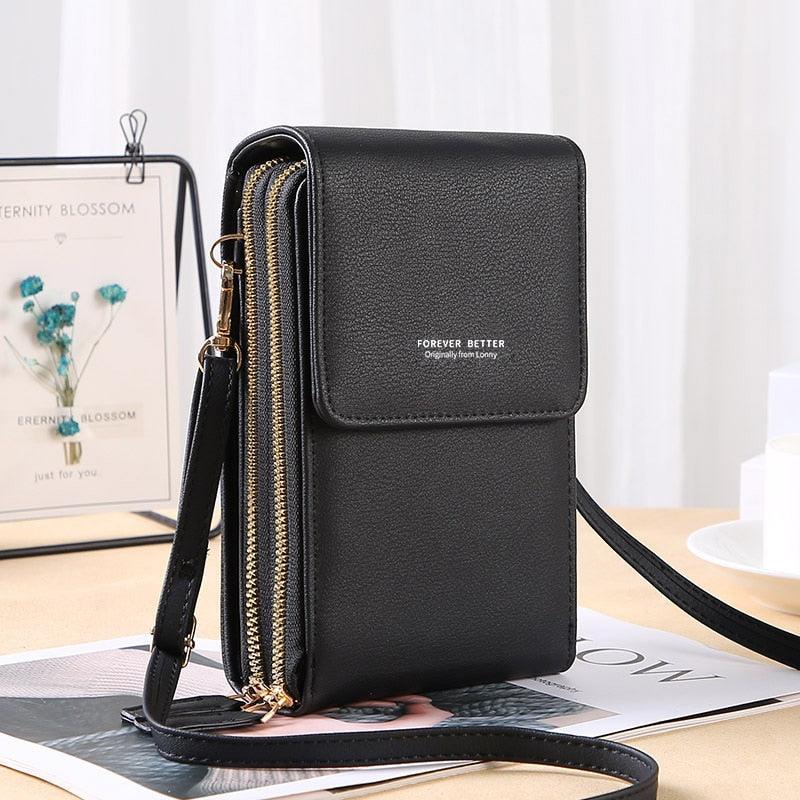 Bolsa feminina compacta com compartimento transparente para celular em várias cores - Pitah Shop