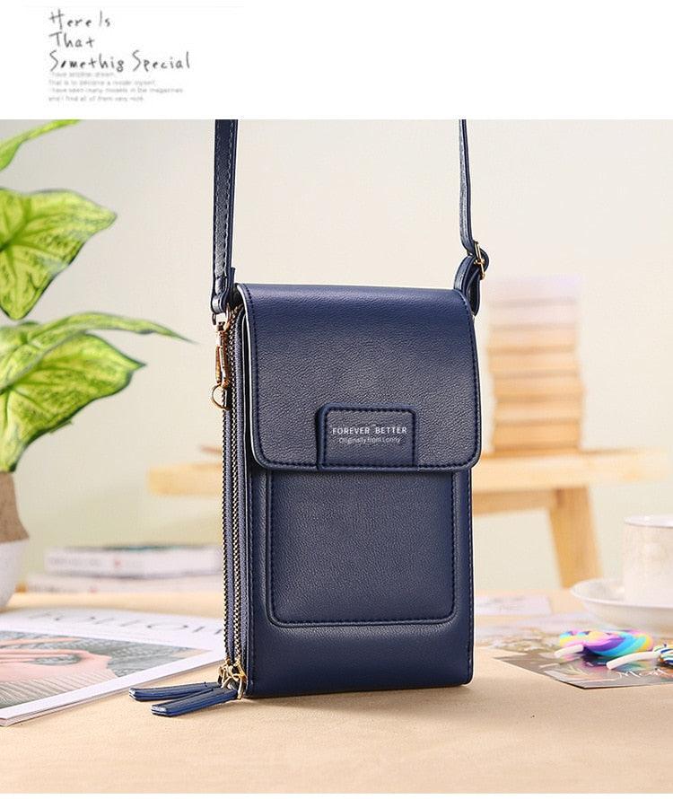 Bolsa feminina compacta com compartimento transparente para celular em várias cores - Pitah Shop